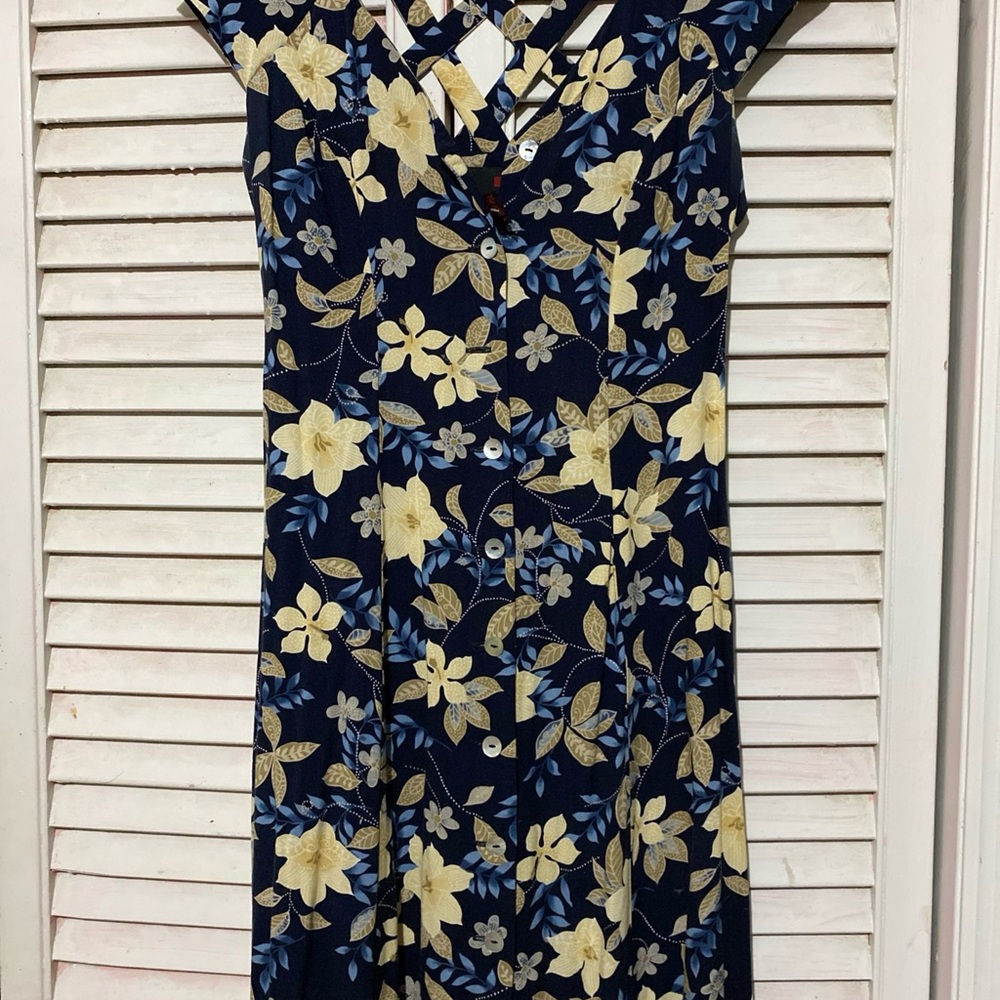 Scarlett Navy and Yellow Floral Midi Dress